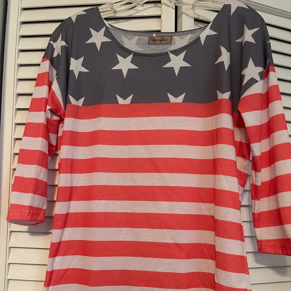 You You Tu Size M Red White Blue Blouse